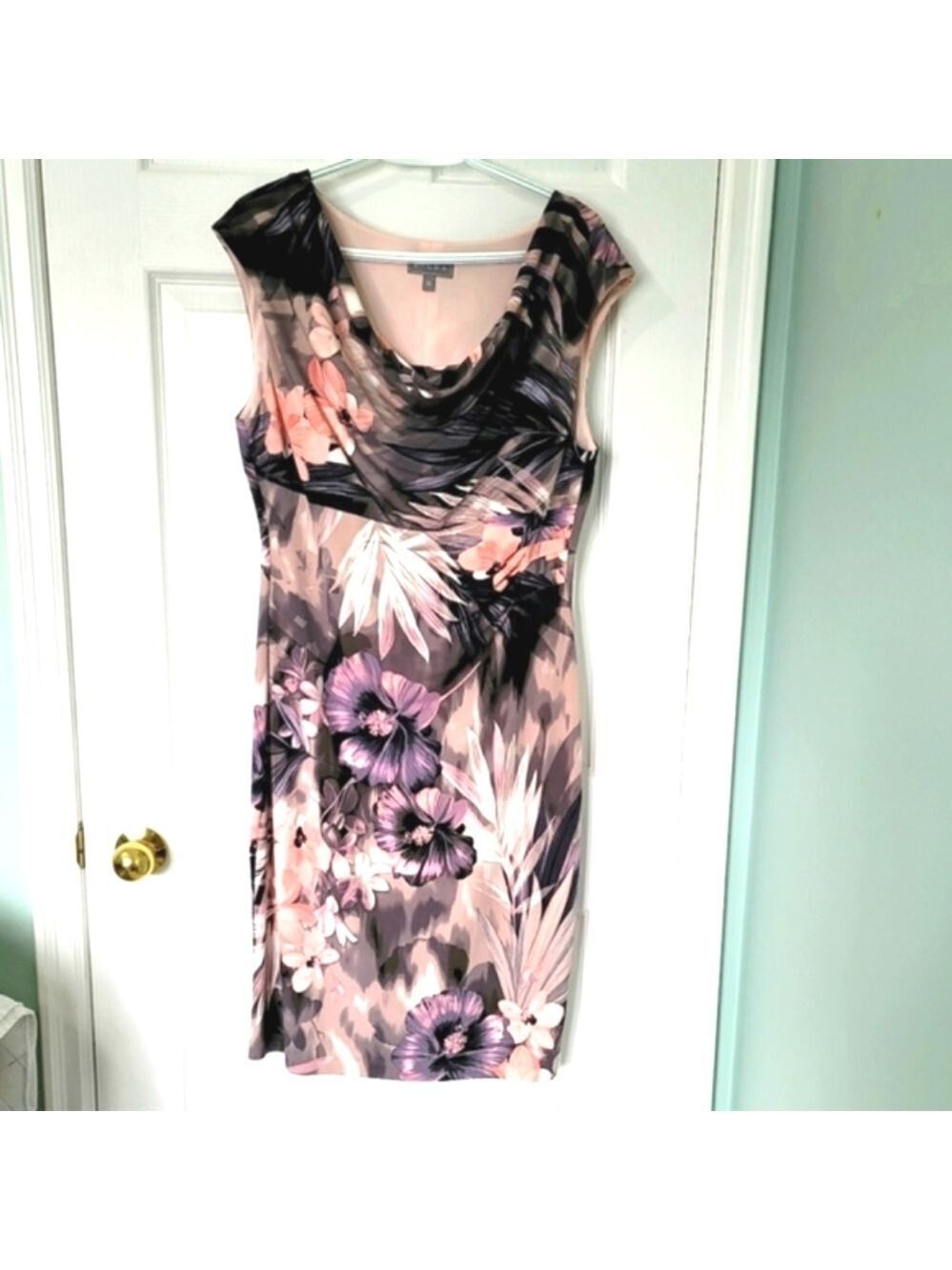 Laura Women's Pull-On Floral Sleeveless Sheath Dress Size L